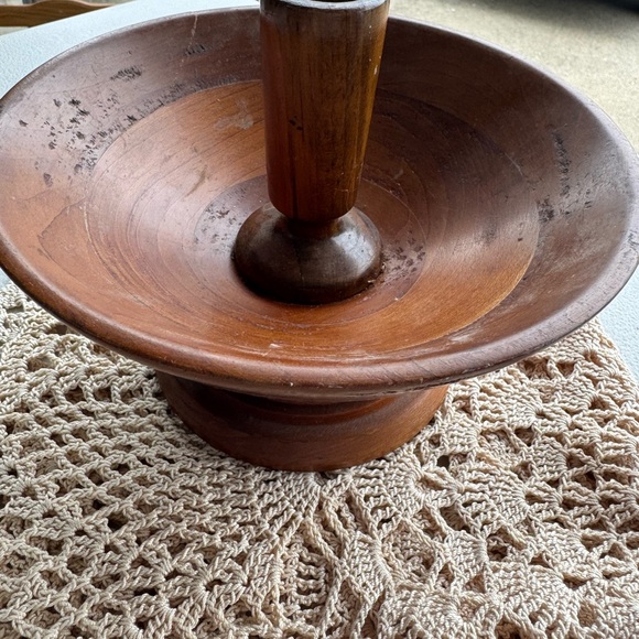 Elegant Wooden Pedestal candlestick holder primitive - Picture 4 of 4